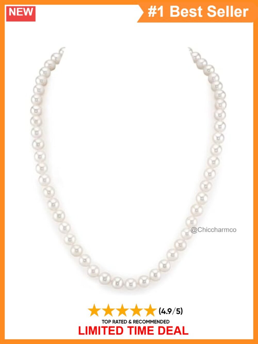 14K White Gold Clasp Freshwater Pearl 18" Princess Necklace